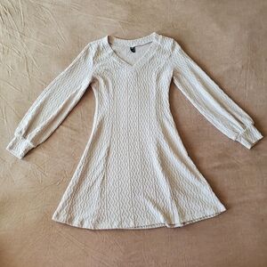 SHEIN Clasi Cream Solid V Neck A Line Dress Medium